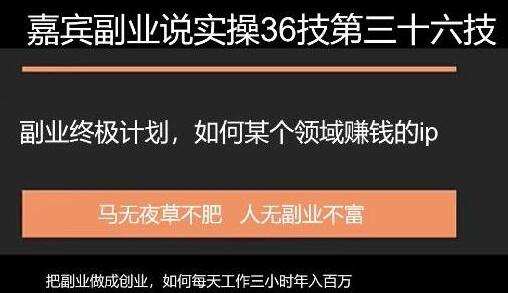 嘉宾副业说实操36技第三十六技副业终身计划，把副业做成创业如何做某个领域的赚钱ip-蜗牛学社