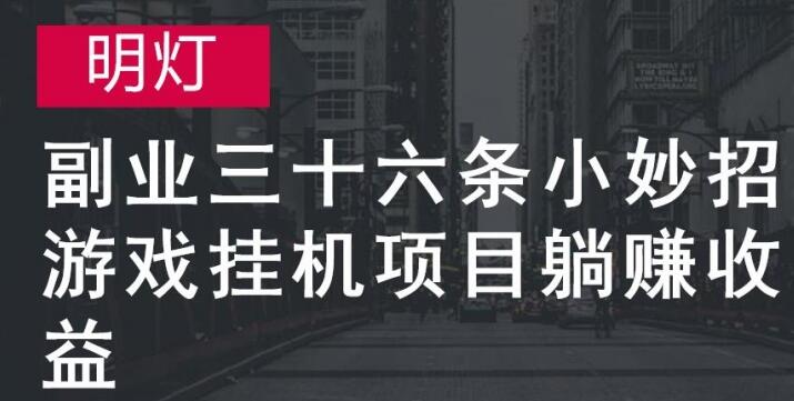 明灯副业三十六条小妙招之第29招游戏挂机项目躺赚收益-蜗牛学社