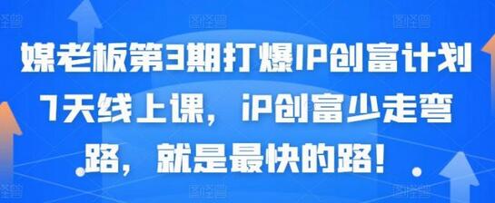 媒老板第3期打爆IP创富计划7天线上课，iP创富少走弯路，就是最快的路！-蜗牛学社