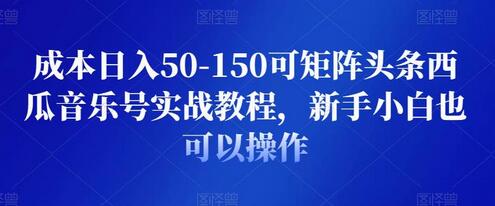 成本日入50-150可矩阵头条西瓜音乐号实战教程，新手小白也可以操作-蜗牛学社