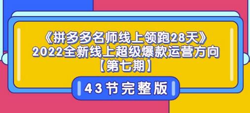 《拼多多名师线上领跑28天》2022全新线上超级爆款运营方向【第七期】43节课-蜗牛学社