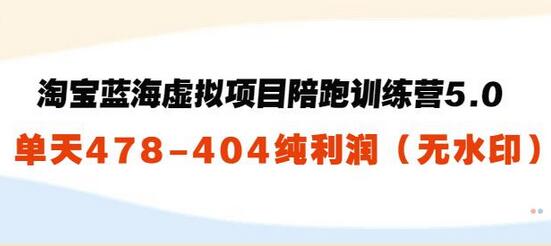 黄岛主：淘宝蓝海虚拟项目陪跑训练营5.0：单天478纯利润（无水印）-蜗牛学社