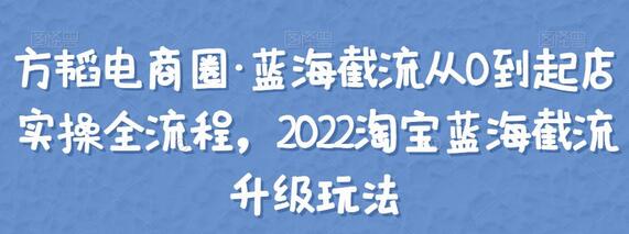 方韬电商圈·蓝海截流从0到起店实操全流程，2022淘宝蓝海截流升级玩法-蜗牛学社