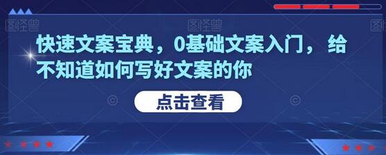 快速文案宝典，0基础文案入门，给不知道如何写好文案的你-蜗牛学社