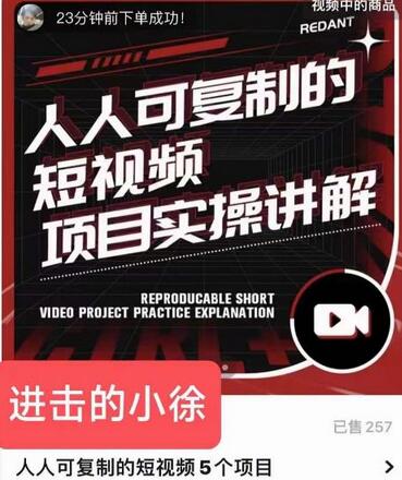 进击的小徐·人人可复制的短视频5个项目，实操讲解年销售额八位数级别项目-蜗牛学社