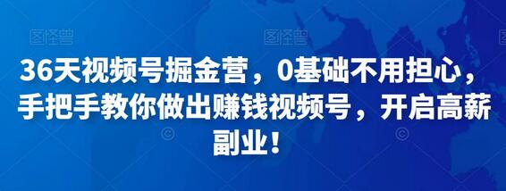 36天视频号掘金营，0基础不用担心，手把手教你做出赚钱视频号，开启高薪副业！-蜗牛学社