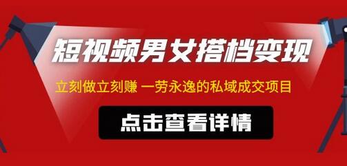 东哲·短视频男女搭档变现，立刻做立刻赚一劳永逸的私域成交项目（不露脸）-鲤鱼笔记