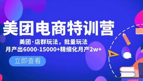 美团电商特训营：美团·店群玩法，无脑铺货月产出6000-15000+精细化月产2w+-鲤鱼笔记