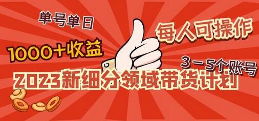 2023新细分领域带货计划：单号单日1000+收益不难，每人可操作3-5个账号-鲤鱼笔记