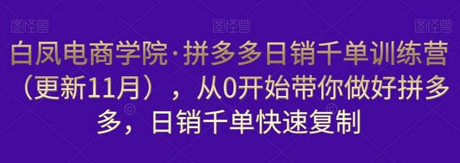 白凤电商学院·拼多多日销千单训练营，从0开始带你做好拼多多，日销千单快速复制（更新知2023年3月）-鲤鱼笔记