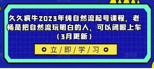 久久疯牛2023年纯自然流起号课程，老杨是把自然流玩明白的人，可以闭眼上车（3月更新）-鲤鱼笔记