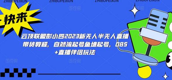 云顶联盟彭小四2023新无人半无人直播带货教程，自然流起号鱼塘起号，OBS+直播伴侣玩法-鲤鱼笔记