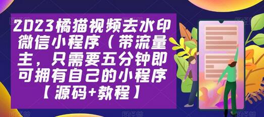 2023橘猫视频去水印微信小程序（带流量主），只需要五分钟即可拥有自己的小程序【源码+教程】-鲤鱼笔记