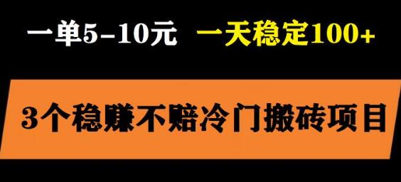 3个最新稳定的冷门搬砖项目，小白无脑照抄当日变现日入过百-鲤鱼笔记