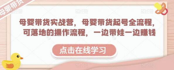 母婴带货实战营，母婴带货起号全流程，可落地的操作流程，一边带娃一边赚钱（附素材）-鲤鱼笔记