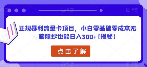 正规暴利流量卡项目，小白零基础零成本无脑照抄也能日入300+【揭秘】-鲤鱼笔记