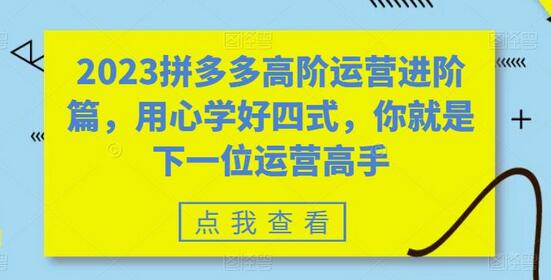 2023拼多多高阶运营进阶篇，用心学好四式，你就是下一位运营高手-鲤鱼笔记