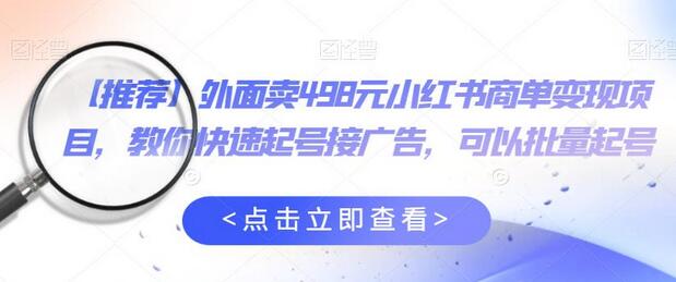 外面卖498元小红书商单变现项目，教你快速起号接广告，可以批量起号-鲤鱼笔记