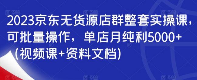 2023京东无货源店群整套实操课，可批量操作，单店月纯利5000+（视频课+资料文档）-鲤鱼笔记