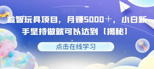 益智玩具项目，月赚5000＋，小白新手坚持做就可以达到-鲤鱼笔记