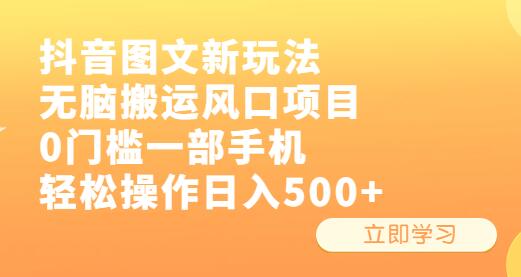 抖音图文新玩法，无脑搬运风口项目，0门槛一部手机轻松操作日入500+-鲤鱼笔记