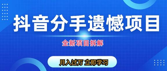 自媒体抖音分手遗憾项目私域项目拆解-鲤鱼笔记