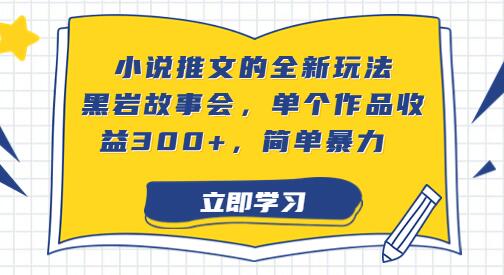 小说推文的全新玩法，黑岩故事会，单个作品收益300+，简单暴力-蜗牛学社