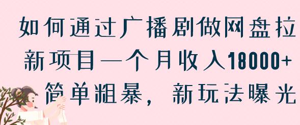 如何通过广播剧做网盘拉新项目一个月收入18000+，简单粗暴，新玩法曝光-蜗牛学社