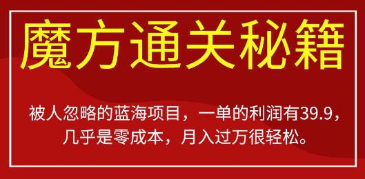 被人忽略的蓝海项目，魔方通关秘籍一单利润有39.9，几乎是零成本-蜗牛学社