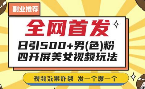 全网首发，日引500+男粉美女视频四开屏玩法，发一个爆一个-蜗牛学社