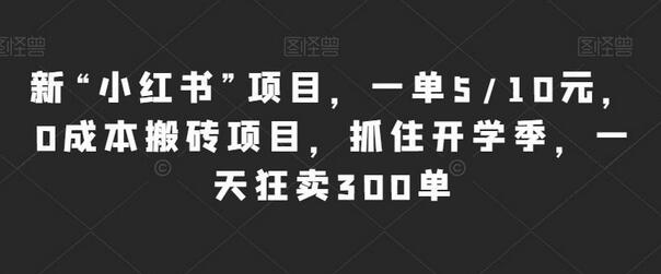 新“小红书”项目，一单5/10元，0成本搬砖项目，抓住开学季，一天狂卖300单-鲤鱼笔记