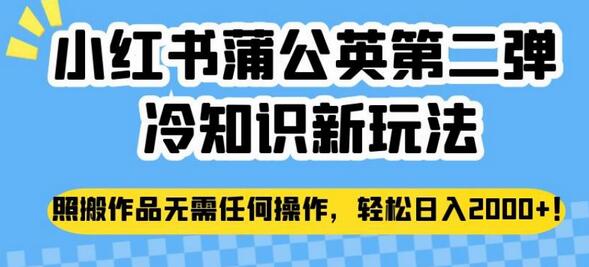 小红书蒲公英第二弹冷知识新玩法，照搬作品无需任何操作，轻松日入2000+-鲤鱼笔记