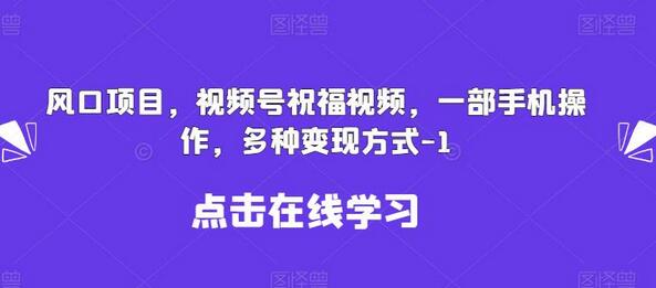 新风口项目，视频号祝福视频，一部手机操作，多种变现方式-蜗牛学社