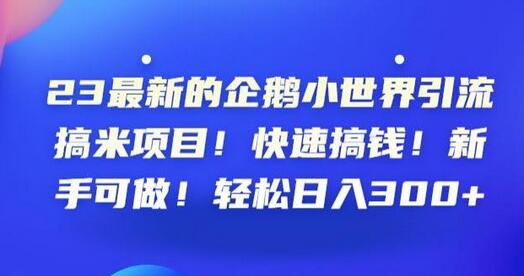 23最新的企鹅小世界引流搞米项目！快速搞钱！新手可做！轻松日入300+-鲤鱼笔记