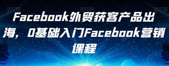 Facebook外贸获客产品出海，0基础入门Facebook营销课程-蜗牛学社