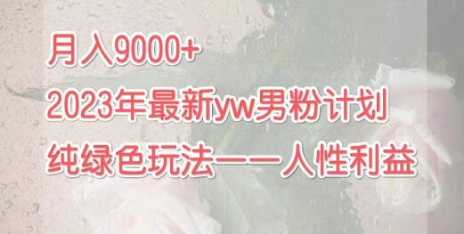 月入9000+2023年9月最新yw男粉计划绿色玩法——人性之利益-蜗牛学社