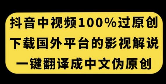 抖音中视频百分百过原创，下载国外平台的电影解说，一键翻译成中文获取收益-鲤鱼笔记