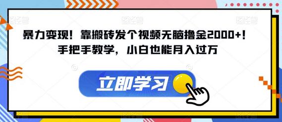 暴力变现！靠搬砖发个视频无脑撸金2000+！手把手教学，小白也能月入过万-鲤鱼笔记