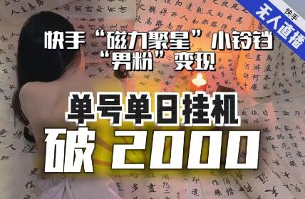 【日入破2000】快手无人直播不进人？“磁力聚星”没收益？不会卡屏、卡同城流量？最新课程会通通解决！-鲤鱼笔记