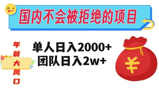 在国内不怕被拒绝的项目，单人日入2000，团队日入20000+-鲤鱼笔记