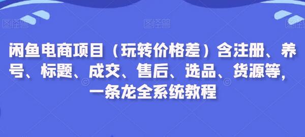 闲鱼电商项目（玩转价格差）含注册、养号、标题、成交、售后、选品、货源等，一条龙全系统教程-鲤鱼笔记