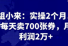 最新赚钱项目：实操 2 个月，每天卖 700 张券，月利润 2 万+-蜗牛学社