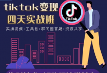 TIKTOK变现四天实战班，连怼技术+矩阵玩法赚美金！价值998元-蜗牛学社