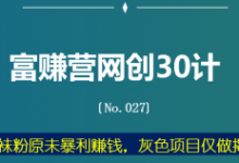 富赚营网创30计027：sw粉原w暴利赚钱，灰色项目仅做揭秘-蜗牛学社