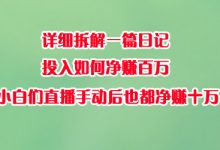 详细拆解一篇日记0投入如何净赚百万，小白们直播手动后也都净赚10万-蜗牛学社